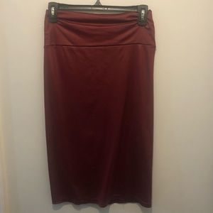 Red Leather-Look Pencil Skirt